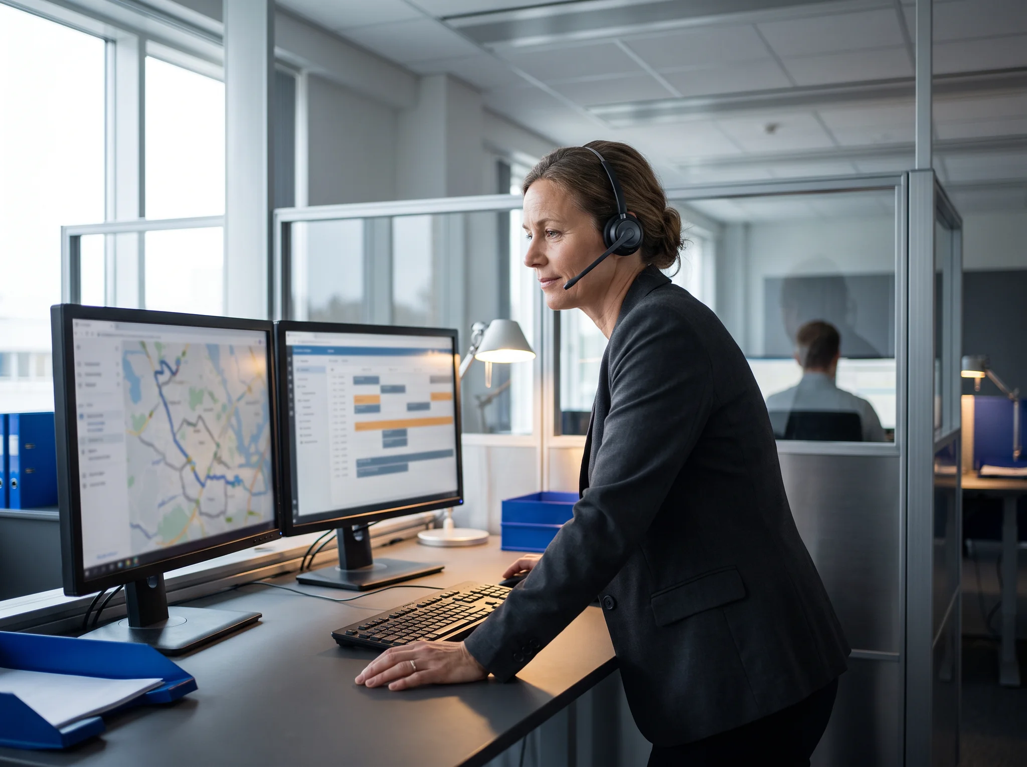Dispatcher coordinating a route with a carrier